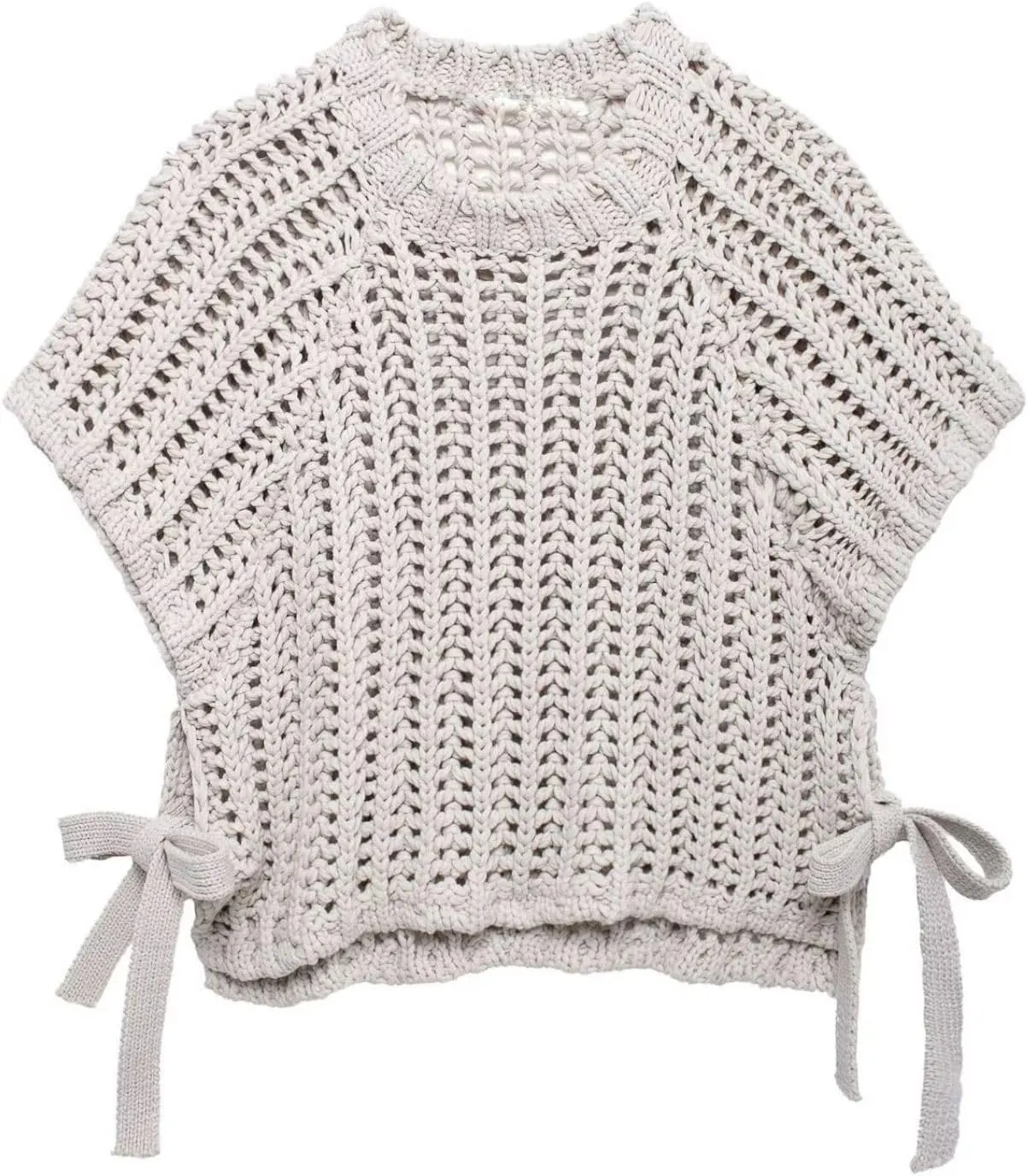 FindThy Womens Chunky Cropped Sweater Vest Side Bow Tie Crew Neck Trendy Pullover Knit Tank Tops