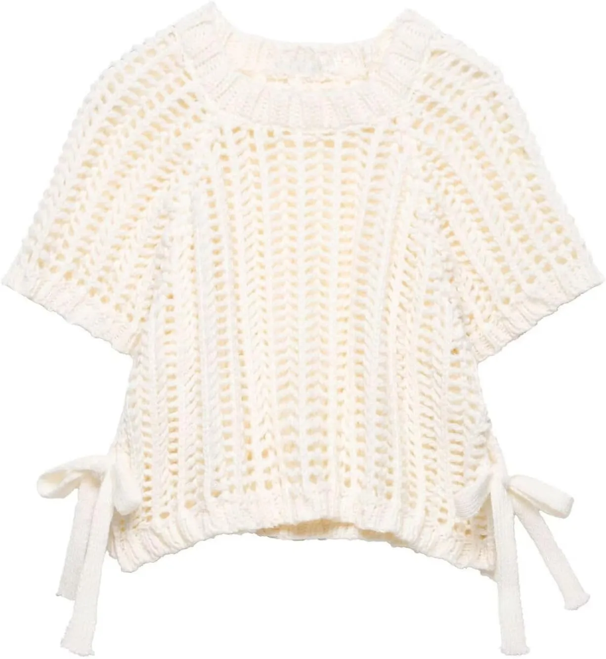 FindThy Womens Chunky Cropped Sweater Vest Side Bow Tie Crew Neck Trendy Pullover Knit Tank Tops