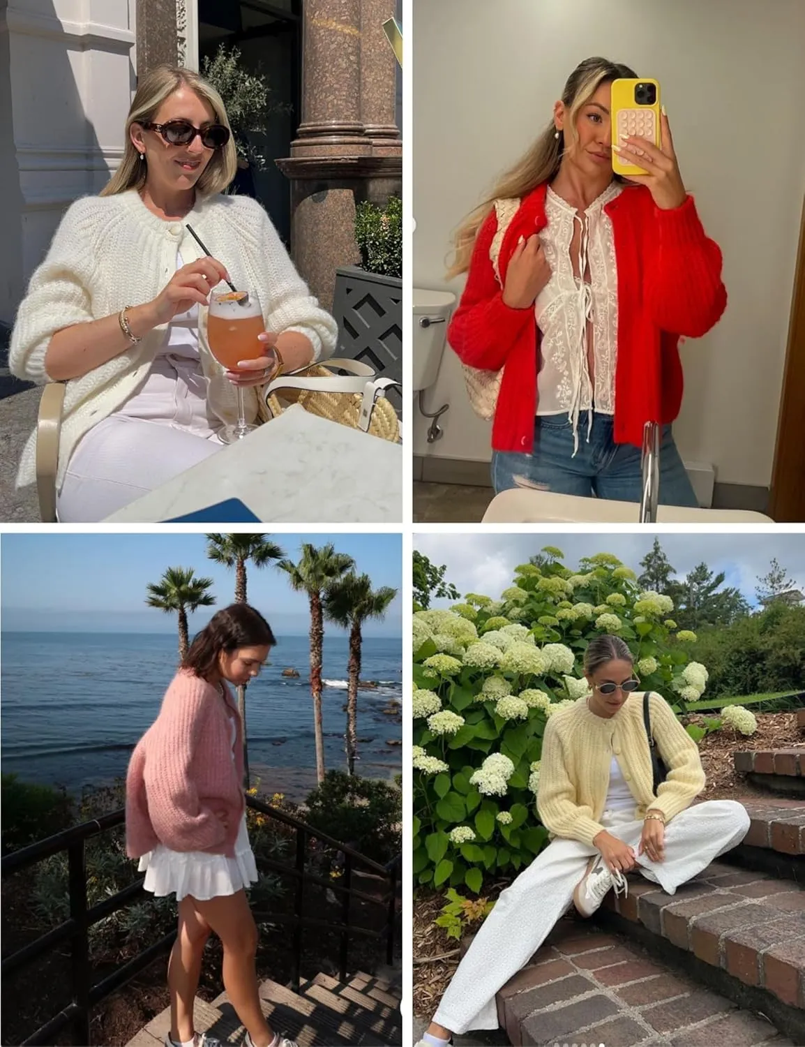 FindThy Women’s Chunky Knit Cardigan Long Sleeve Button Down Crewneck Fall Sweater Coat