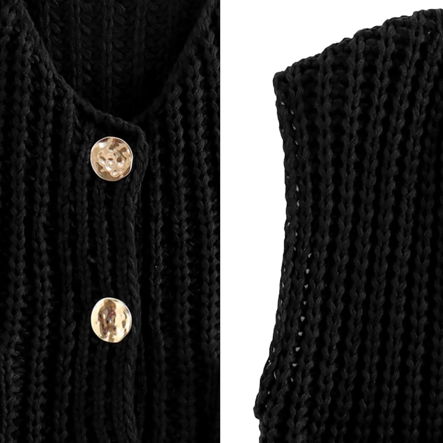FindThy Women’s Cropped Sweater Vest Cute Crewneck Button Down Sleeveless Crop Knit Cardigan with Pocket
