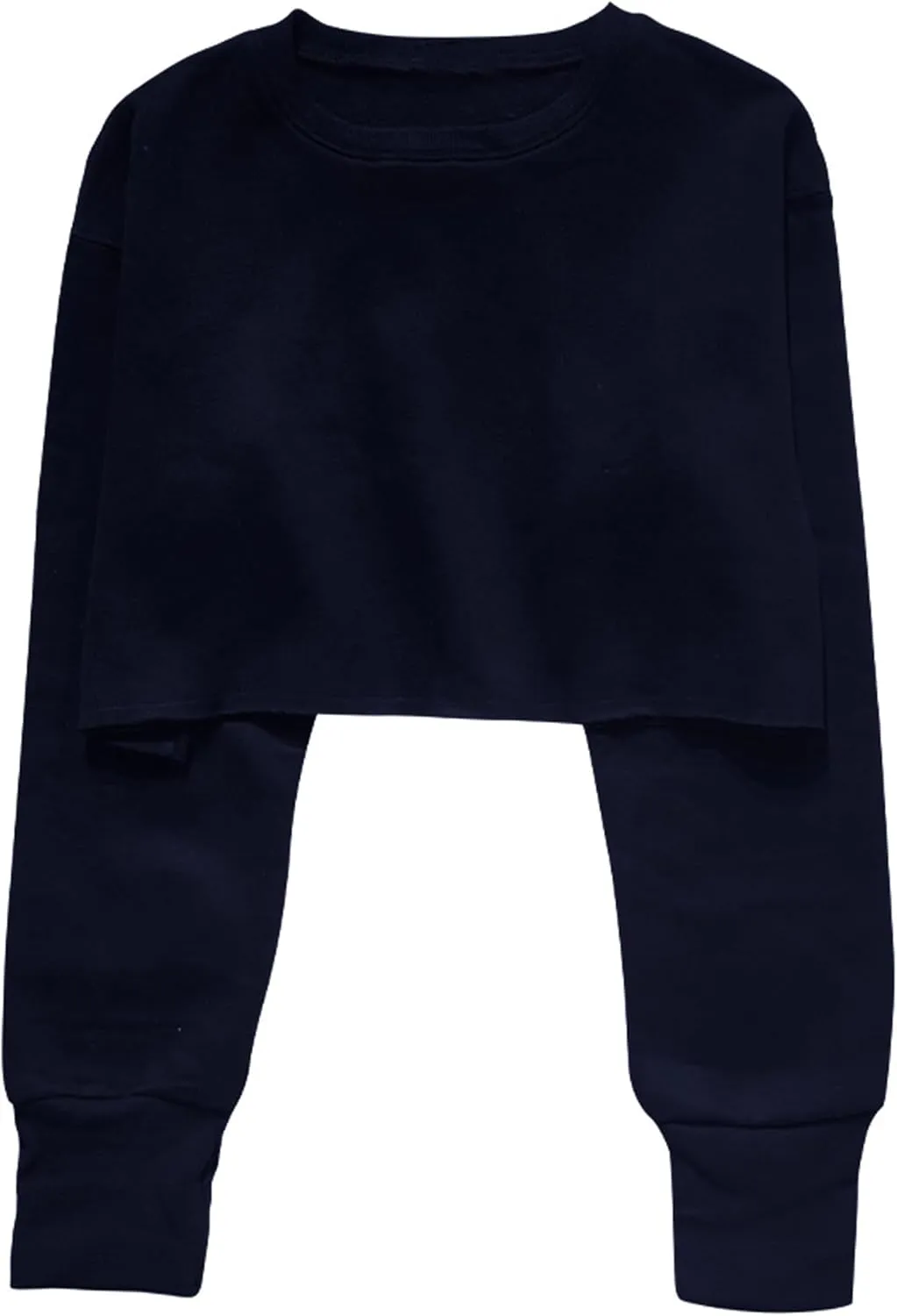 FindThy Womens Cropped Sweatshirt Casual Long Sleeve Crew Neck Pullover Oversized Yoga Tops