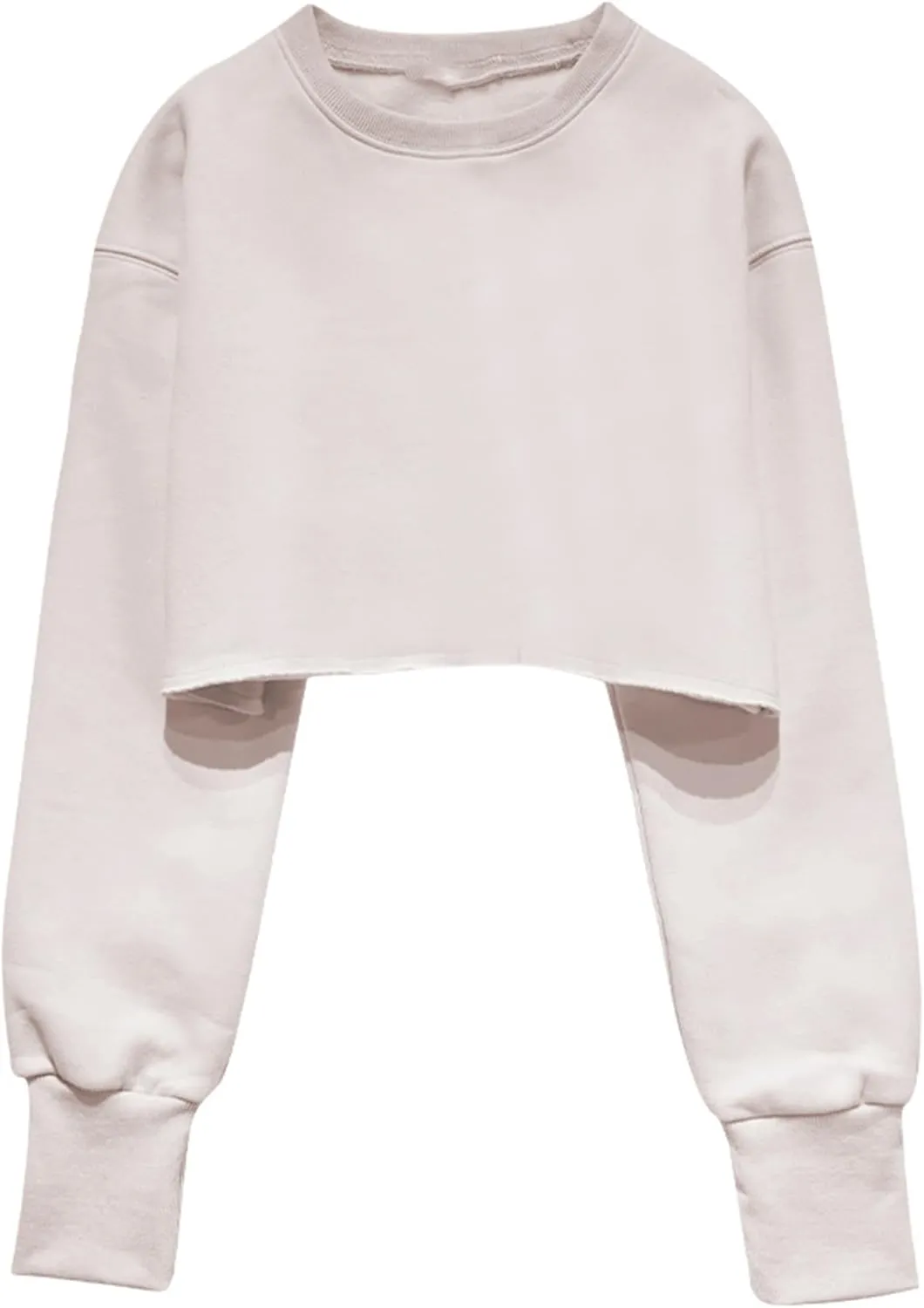 FindThy Womens Cropped Sweatshirt Casual Long Sleeve Crew Neck Pullover Oversized Yoga Tops