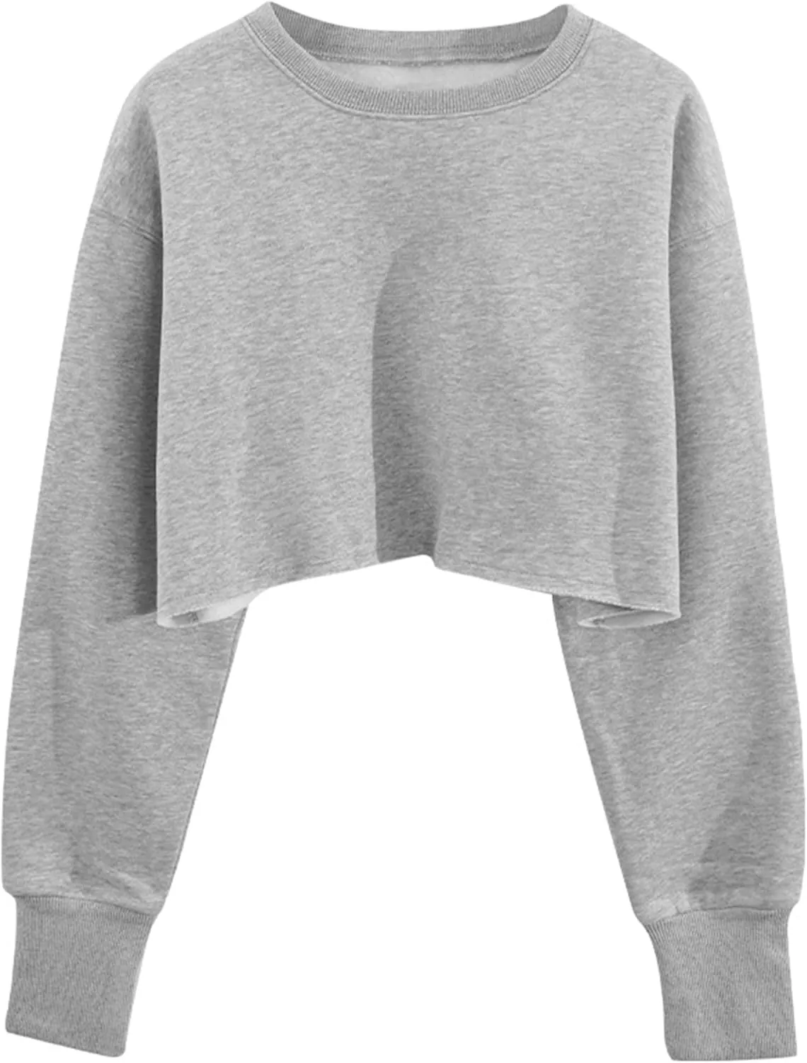 FindThy Womens Cropped Sweatshirt Casual Long Sleeve Crew Neck Pullover Oversized Yoga Tops