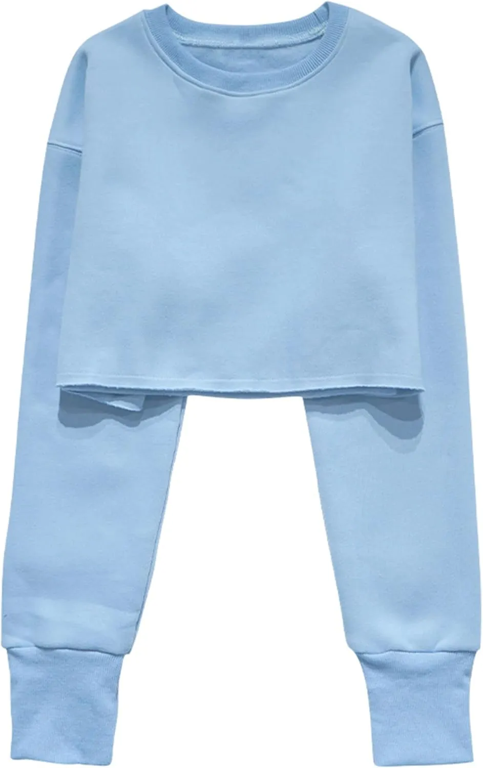 FindThy Womens Cropped Sweatshirt Casual Long Sleeve Crew Neck Pullover Oversized Yoga Tops