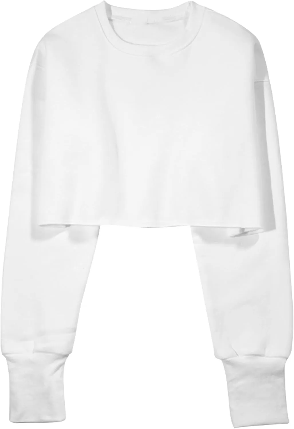 FindThy Womens Cropped Sweatshirt Casual Long Sleeve Crew Neck Pullover Oversized Yoga Tops