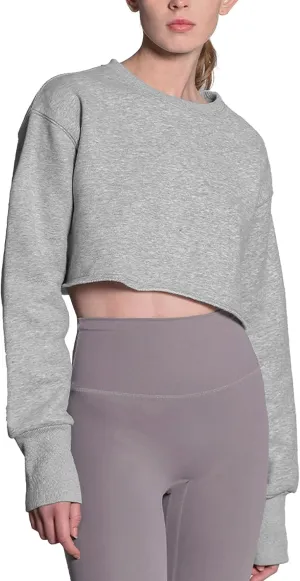 FindThy Womens Cropped Sweatshirt Casual Long Sleeve Crew Neck Pullover Oversized Yoga Tops