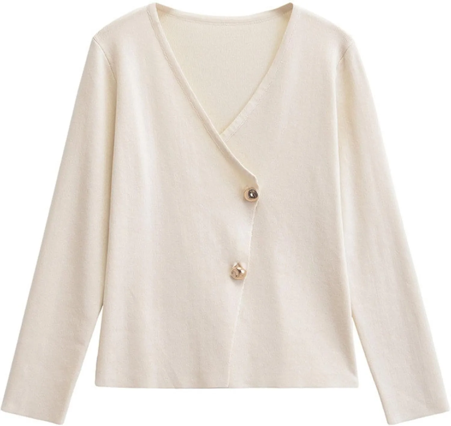 FindThy Womens V-Neck Cardigan Sweater Trendy Slim Fit Long Sleeve Button Up Solid Color Knitted Outerwear Top