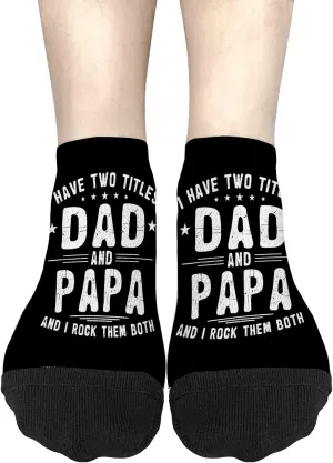 Fun Sock For Women No Show Socks Womens, I Have Two Titles Dad And Papa Vintage Farthers Day Sock, Adults Funny