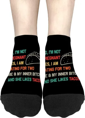 Fun Sock For Women No Show Socks Womens, Tacos No Im Not Pregnant Yes I Am Eating For Two Sock, Mens Gifts Ideas