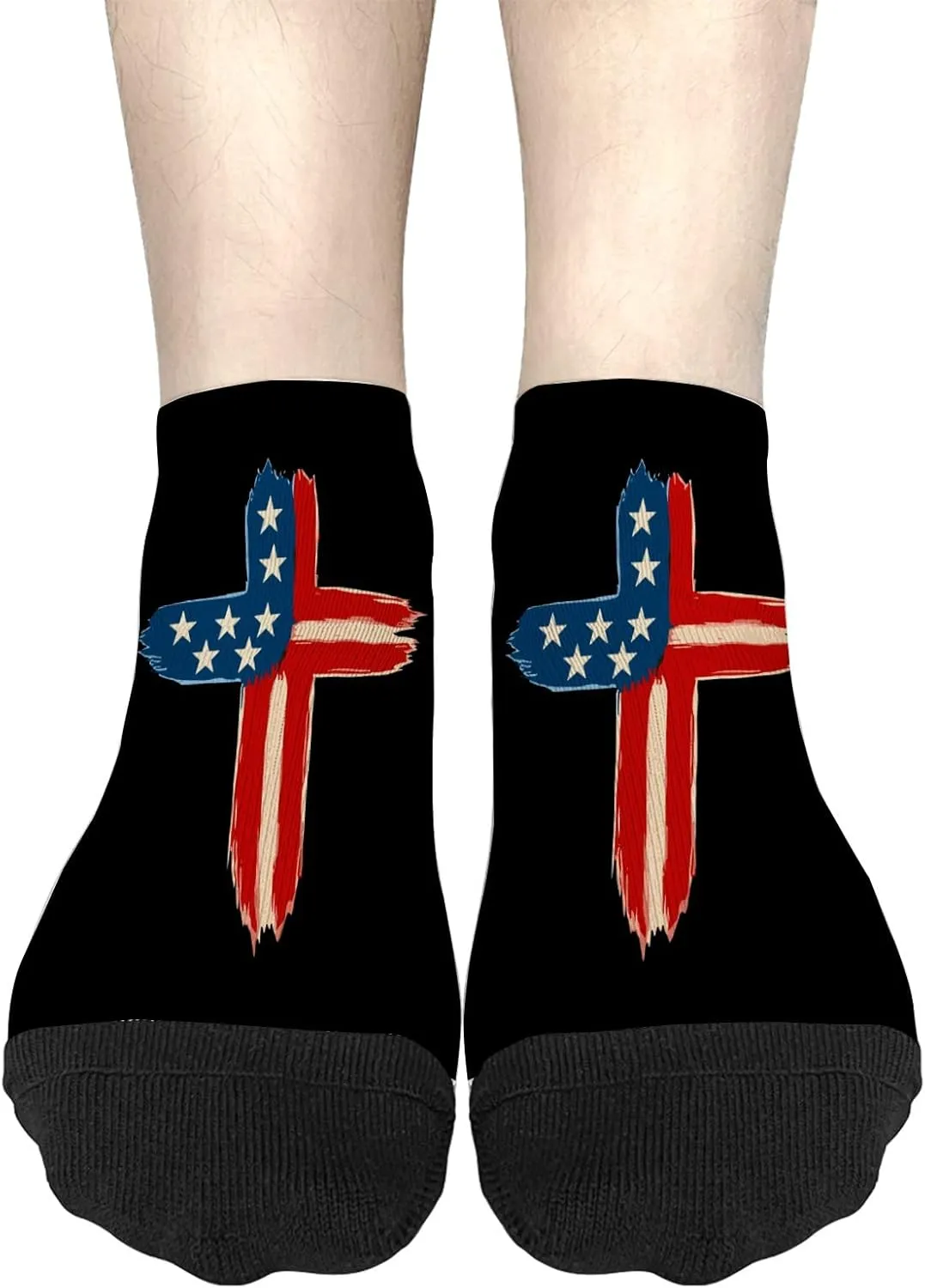 Fun Sock For Women Womens No Show Socks, American Flag Brush Cross Sock, Funny Gifts For Men