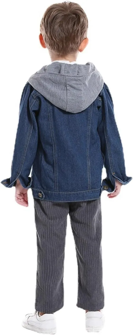 Girl Buttons Jean Jacket Denim Pockets Basic Spring Outwear Boys' Trucker Jacket, Girl Boy Birthday Gift