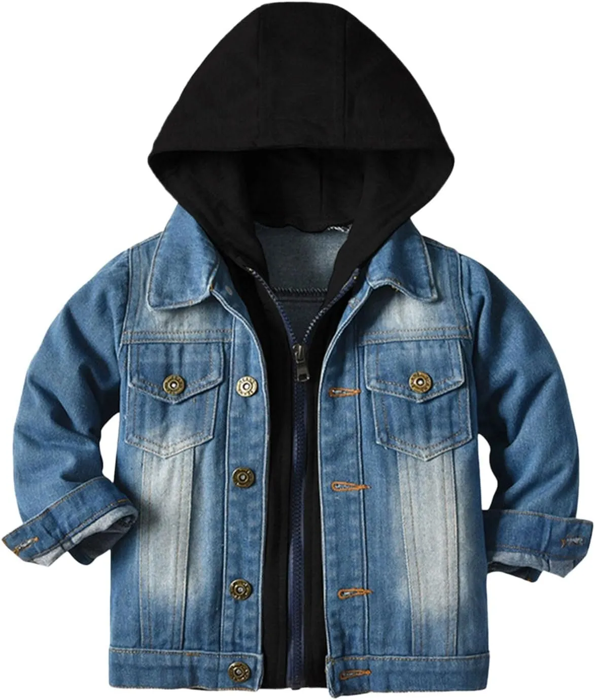 Girl Buttons Jean Jacket Denim Pockets Basic Spring Outwear Boys' Trucker Jacket, Girl Boy Birthday Gift