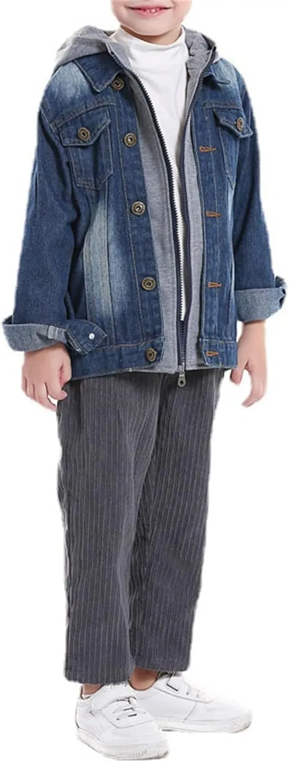Girl Buttons Jean Jacket Denim Pockets Basic Spring Outwear Boys' Trucker Jacket, Girl Boy Birthday Gift