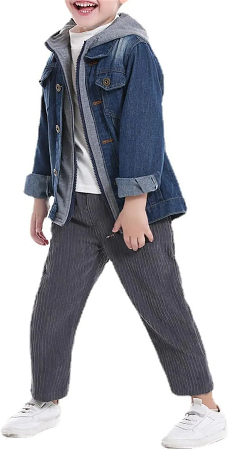 Girl Buttons Jean Jacket Denim Pockets Basic Spring Outwear Boys' Trucker Jacket, Girl Boy Birthday Gift