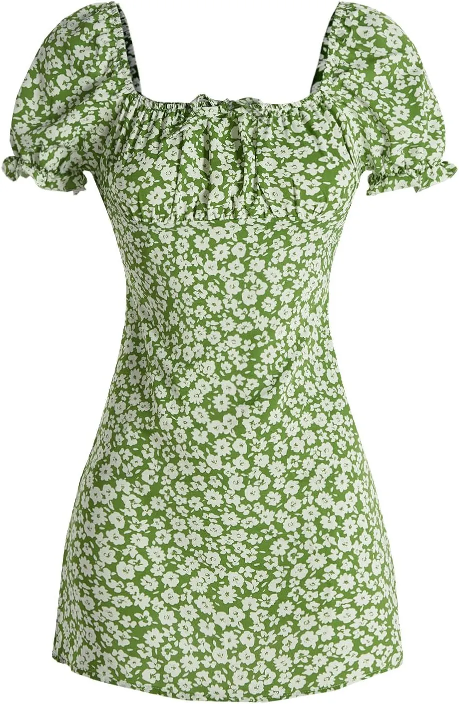 Girl's Boho Summer Dress Floral Short Sleeve Square Neck Cute A Line Mini Short Spring Dresses