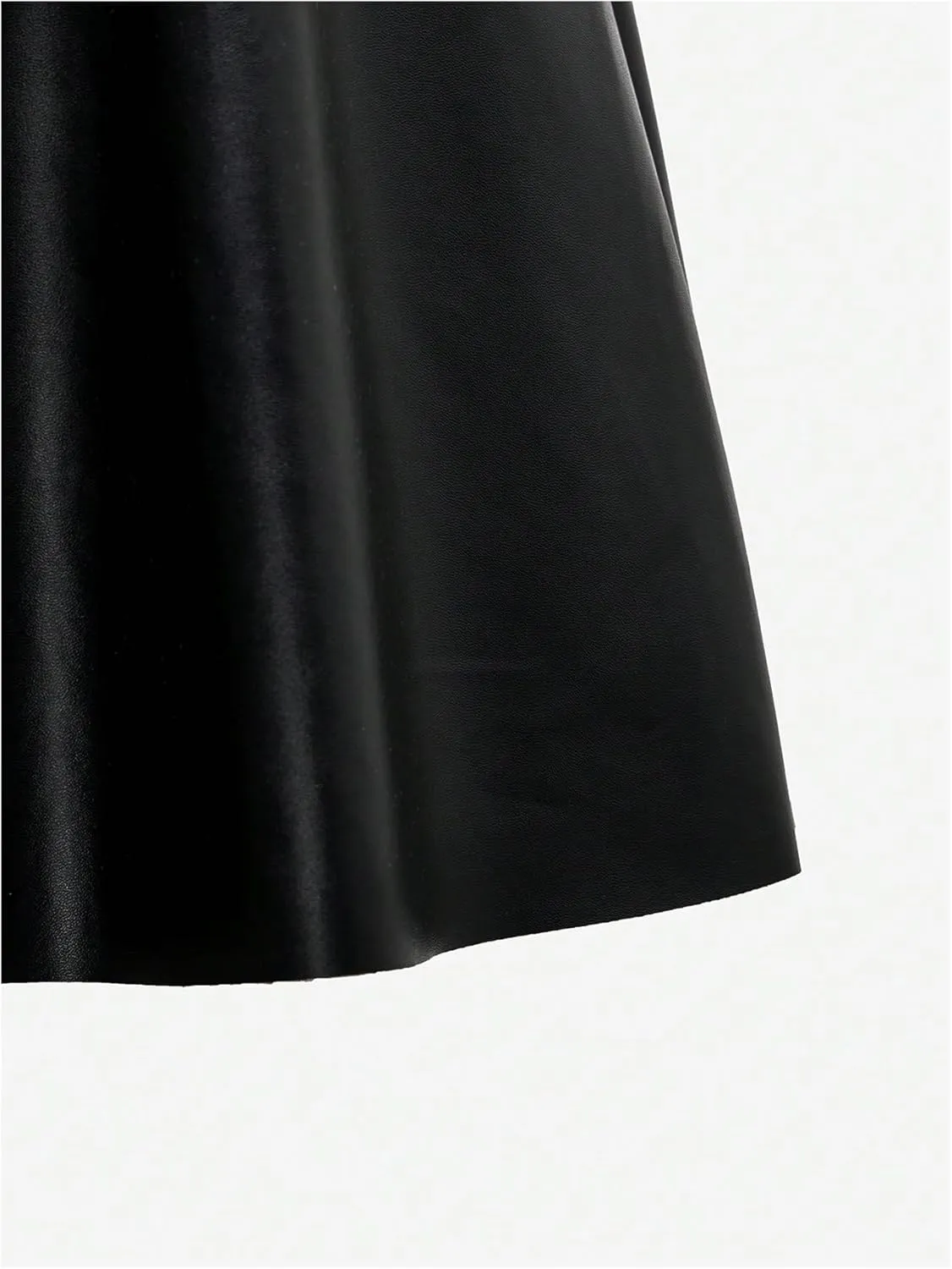 Girl's Faux Leather Pleated Mini Skirt High Waisted Flared Skater Skirts