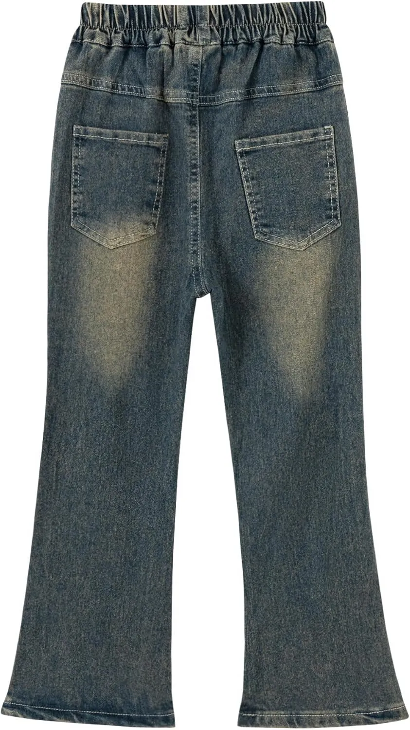 Girls Flare Leg Bell Bottom Jeans Kids Vintage Slim Fit Stretchy Bootcut Denim Pants