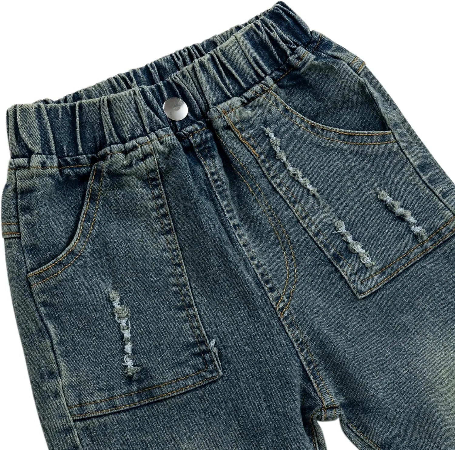 Girls Flare Leg Bell Bottom Jeans Kids Vintage Slim Fit Stretchy Bootcut Denim Pants