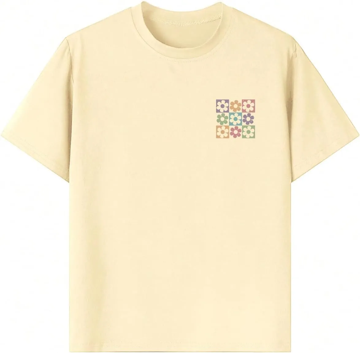 Girl's Floral Graphic Print Cute T Shirts Crew Neck Short Sleeve Clothes Loose Summer Cute Tops for Girls