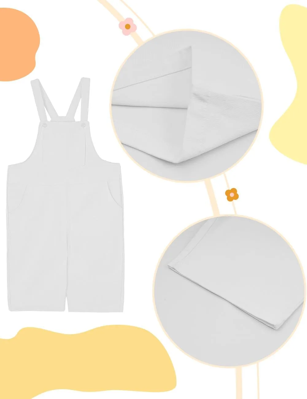 Girls Overalls Sleeveless Adjustable Jumpsuits Kids Casual Loose Romper Cute Long Pants with Pockets 4-14 Years