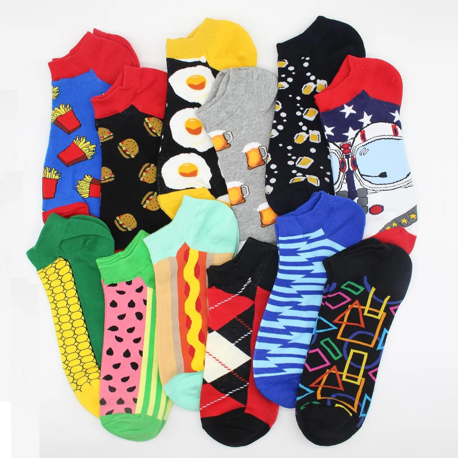 GLCMXMART Mens Fun Ankle Socks,Crazy Funny Cool Funky Colorful Novelty Silly Graphic Patterned Socks Gift for Men
