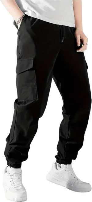 GORGLITTER Boy's Cargo Pants Joggers Drawstring Elastic Waist Casual Pant Husky Hiking Athletic Pants