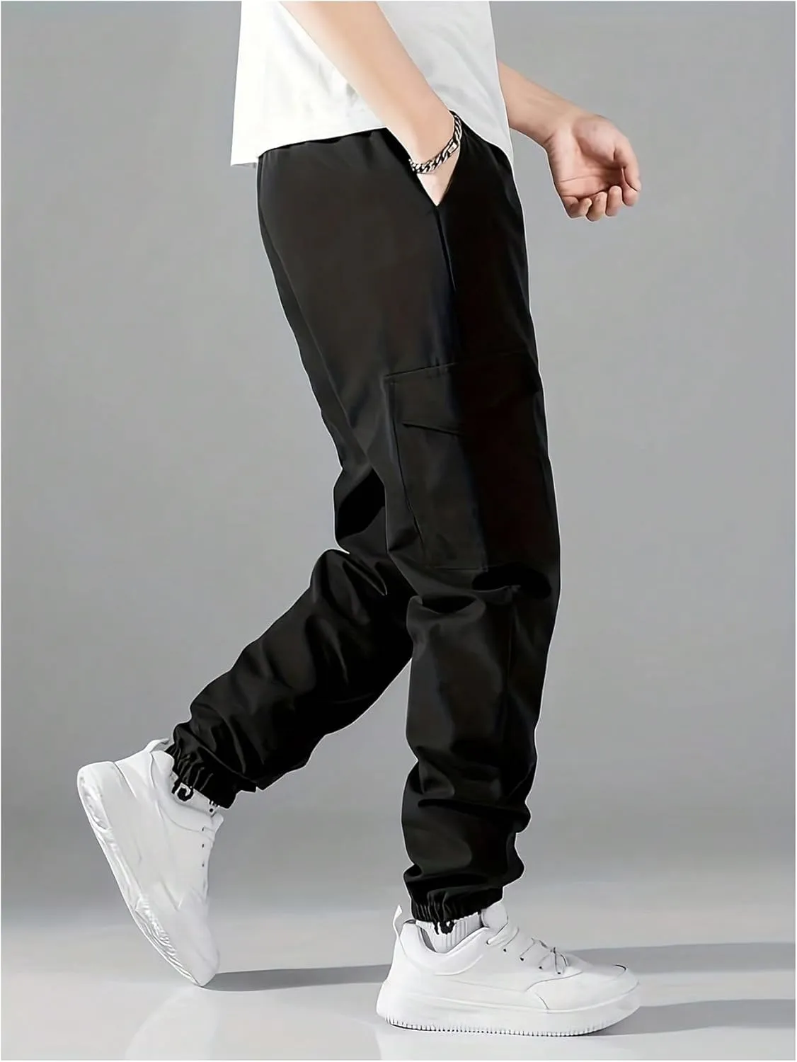 GORGLITTER Boy's Cargo Pants Joggers Drawstring Elastic Waist Casual Pant Husky Hiking Athletic Pants