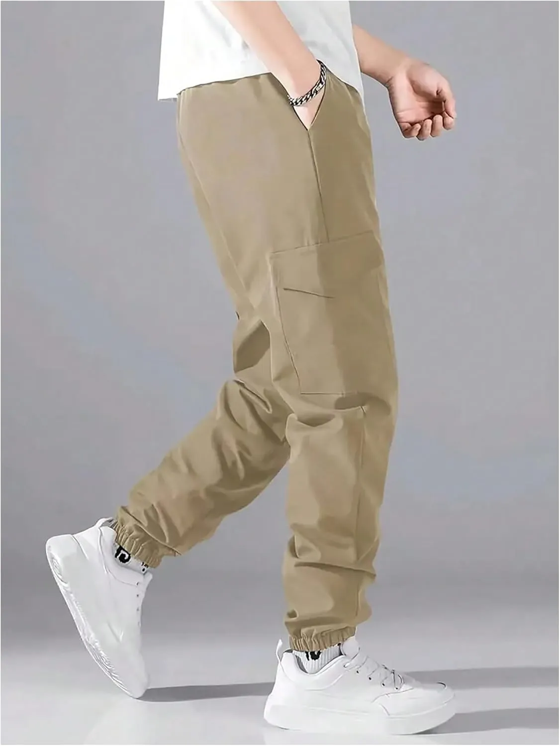 GORGLITTER Boy's Cargo Pants Joggers Drawstring Elastic Waist Casual Pant Husky Hiking Athletic Pants