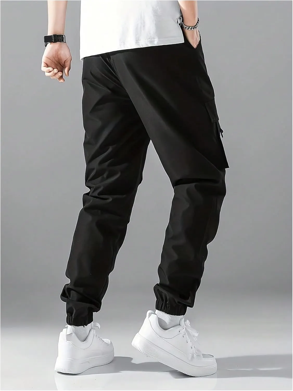 GORGLITTER Boy's Cargo Pants Joggers Drawstring Elastic Waist Casual Pant Husky Hiking Athletic Pants