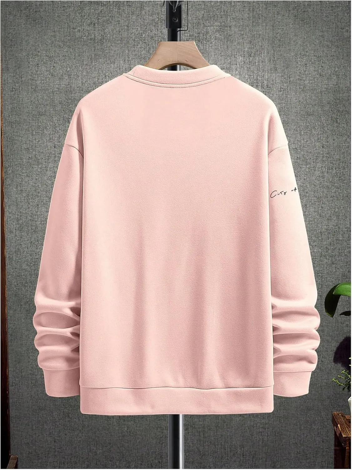 GORGLITTER Men's Letter Graphic Sweatshirt Crewneck Oversized Long Sleeve Drop Shoulder Pullover Top