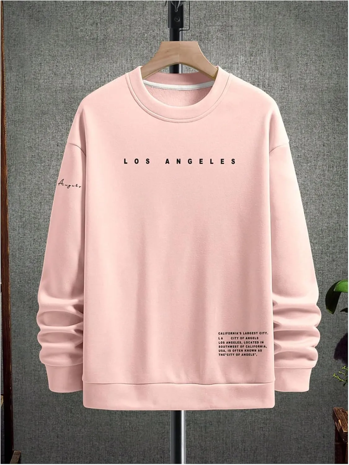 GORGLITTER Men's Letter Graphic Sweatshirt Crewneck Oversized Long Sleeve Drop Shoulder Pullover Top