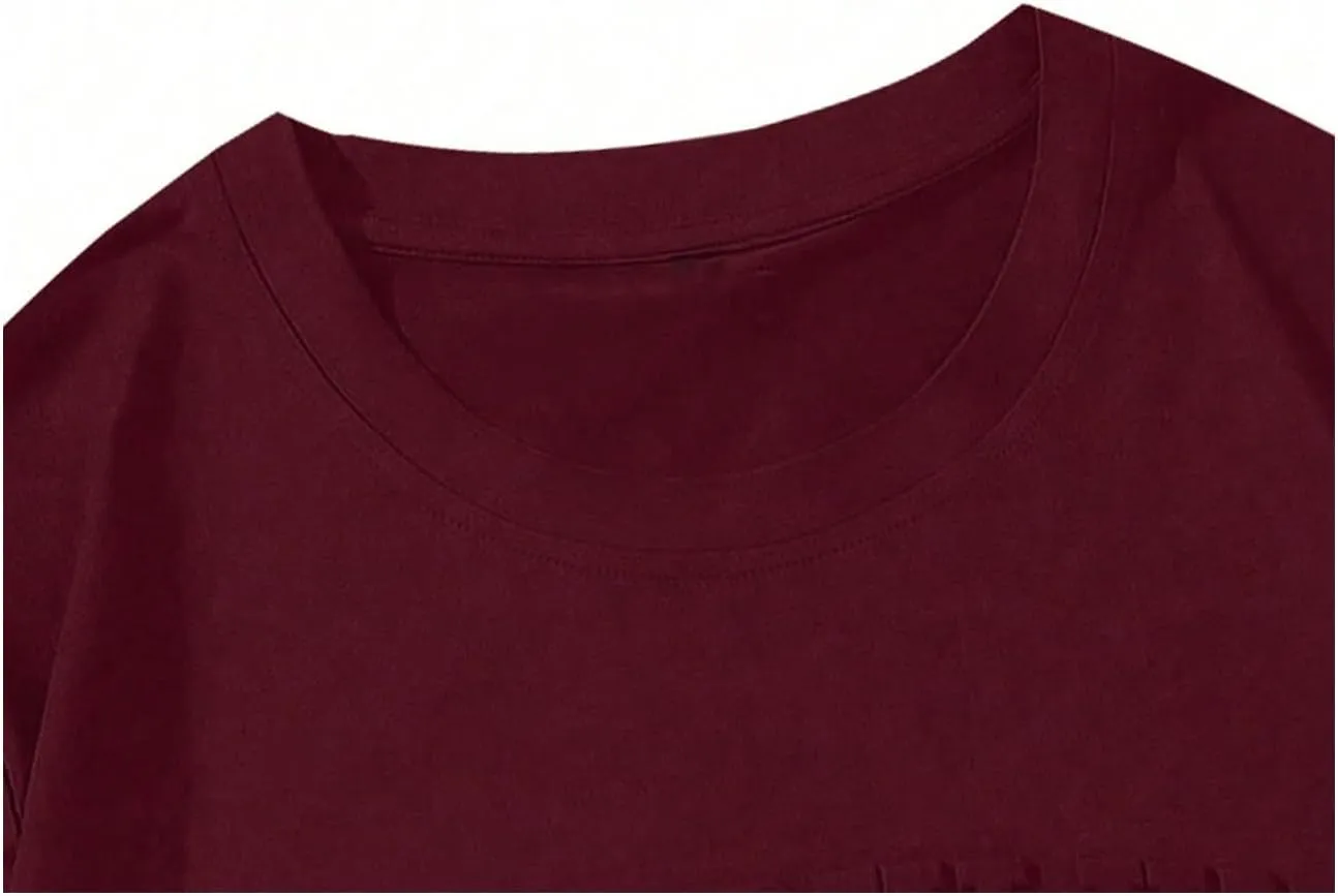 GORGLITTER Men's Oversized T Shirt Letter Graphic Short Sleeve Drop Shoulder Crewneck Tee Tops