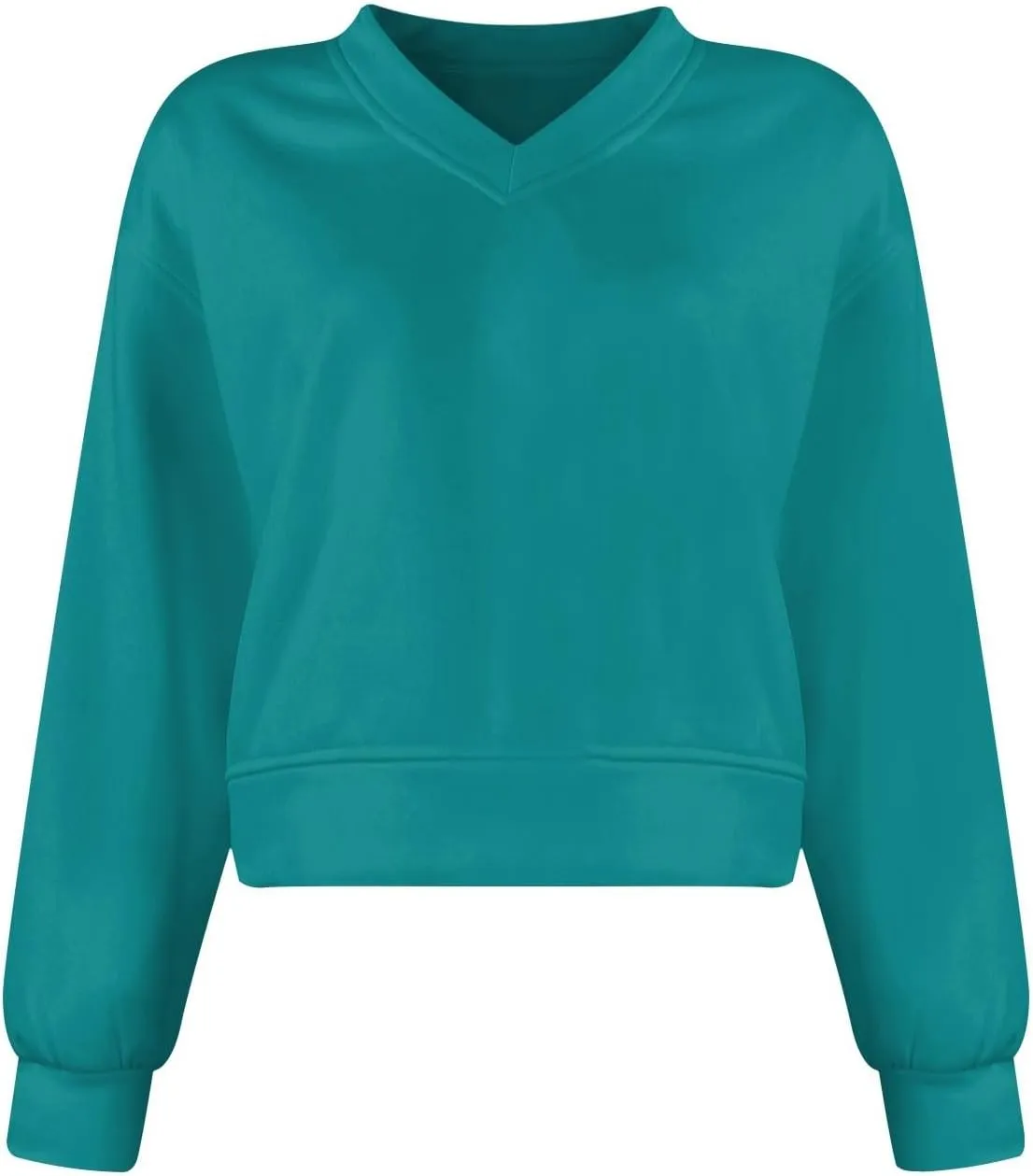 Gumipy Oversized Sweatshirt for Women Trendy V Neck Cropped Sweatshirts Casual Long Sleeve Fleece Pullover Spring Outfits