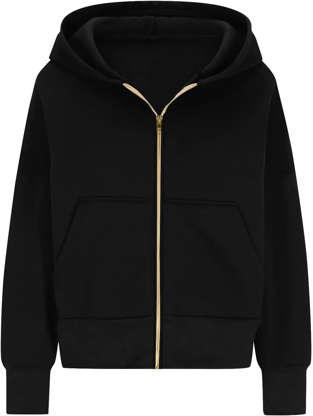 Gumipy Womens Zip Up Hoodies Jackets Tunic Long Sleeve Cropped Hoodie Casual Fleece Jacket Top Cozy Winter Coats with Pockets