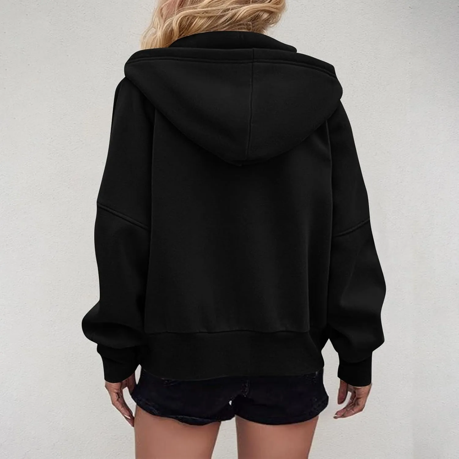 Gumipy Womens Zip Up Hoodies Jackets Tunic Long Sleeve Cropped Hoodie Casual Fleece Jacket Top Cozy Winter Coats with Pockets