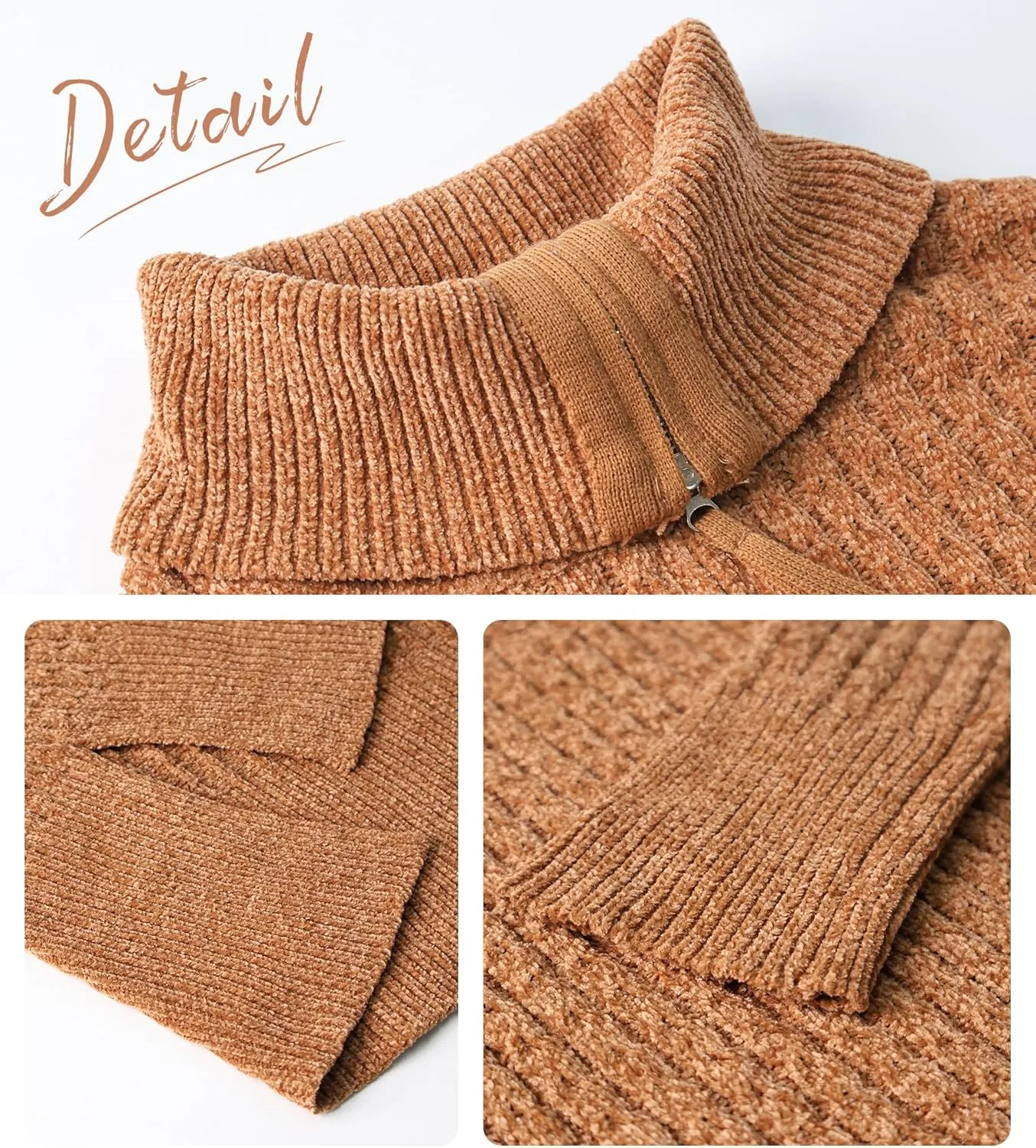 Half Zip Sweater for Women Spring Casual V Neck Long Sleeve Chenille Pullover Cable Car Quarter Zip Sweater Knit Tops