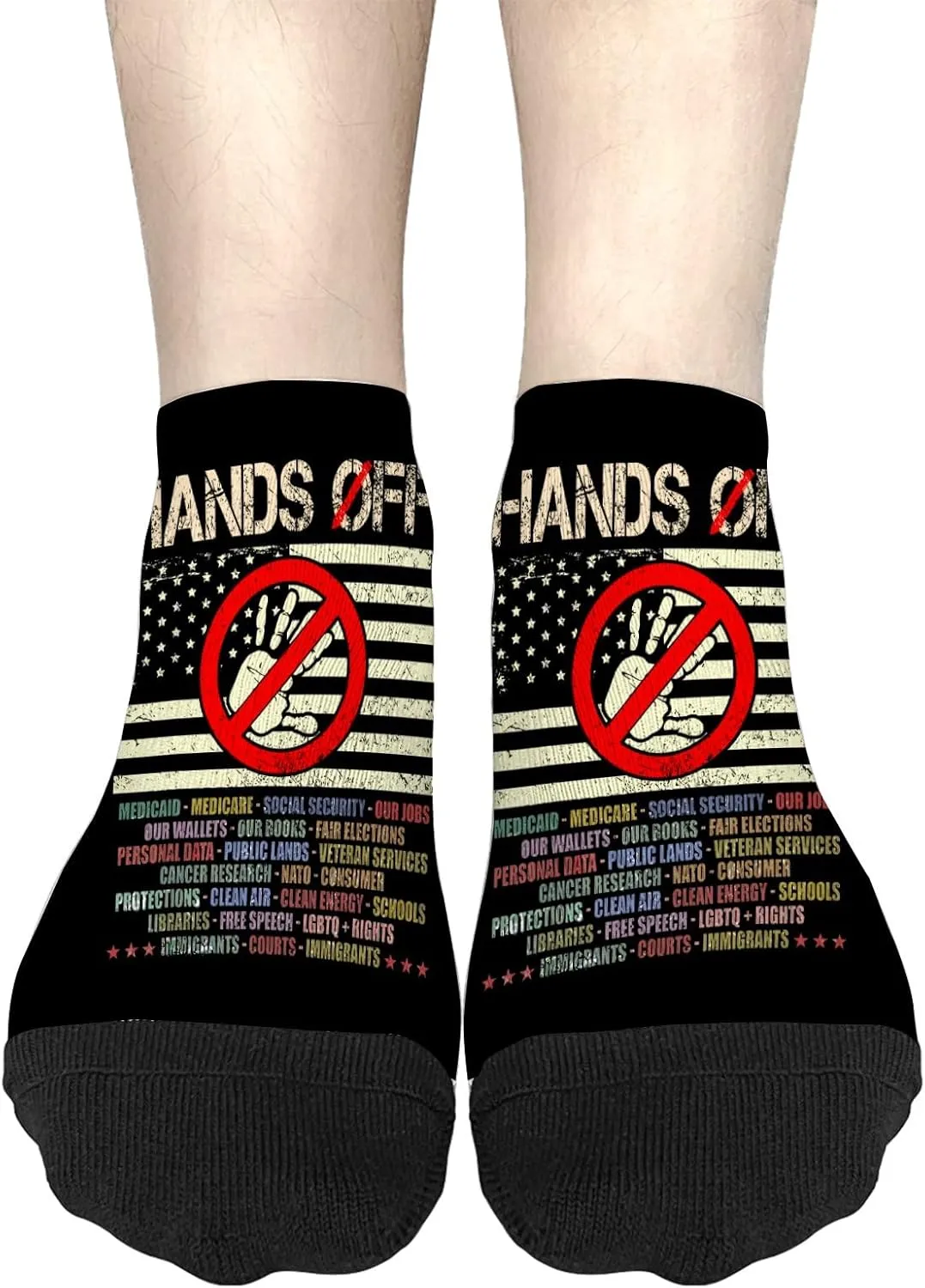 Hands Off Protest Social Security And Medicare Protest Socks For Ladies