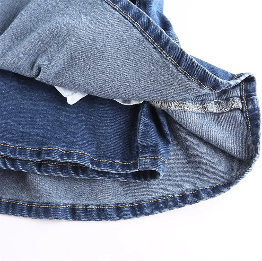 Harajuku Mini Pleated Denim Skirt Women Summer Fashion Ruffle High Waist Denim Shorts Skirt