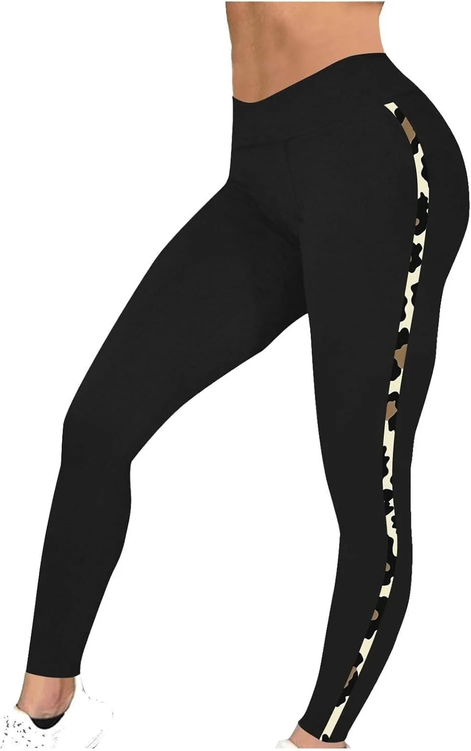 High-Waisted Stretch Yoga Pants for Women Leopard Printed Side Daily Sweatpants Stylish Casual Pant Suitable Exercise