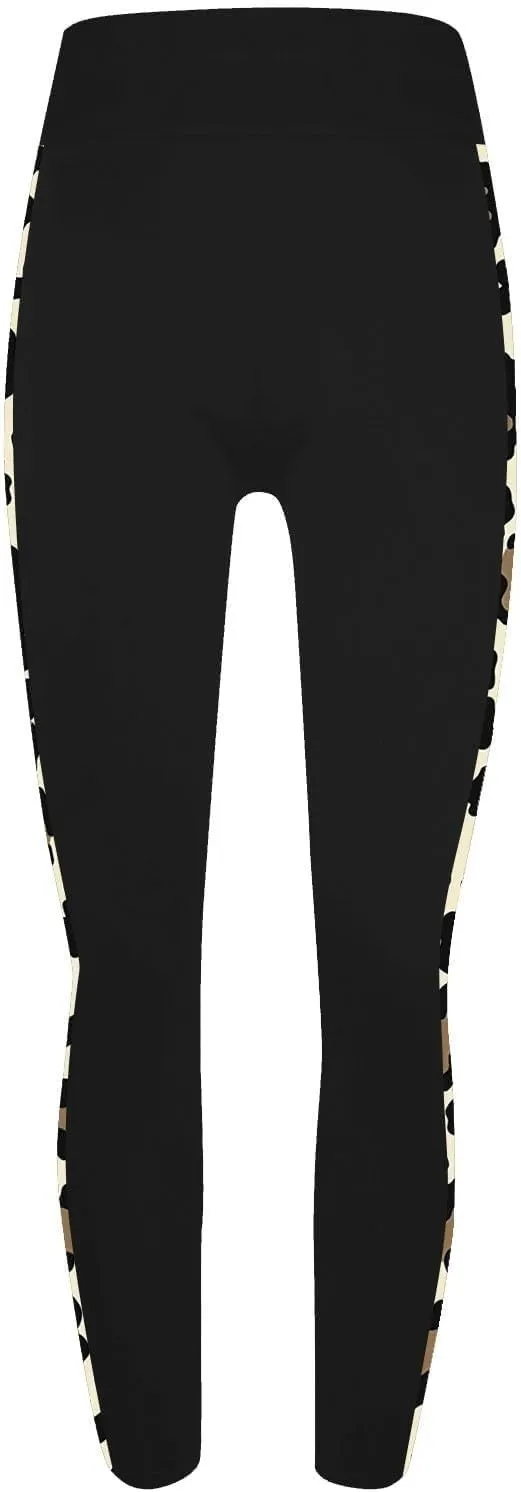 High-Waisted Stretch Yoga Pants for Women Leopard Printed Side Daily Sweatpants Stylish Casual Pant Suitable Exercise