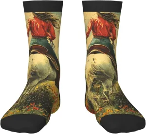Kids Novelty Crew Socks Boys Girls Fun Fashion Crazy Dress Socks for 6-10 Years - Cowgirl Patterns Vintage