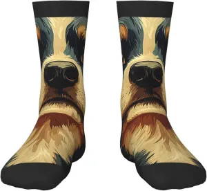 Kids Novelty Crew Socks Boys Girls Fun Fashion Crazy Dress Socks for 6-10 Years - Dogs Puppy Patterns Funny