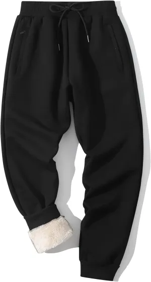Kissonic Men's Winter Thick Warm Fleece Jogging Pants Sherpa Lined Athletic Sweatpants