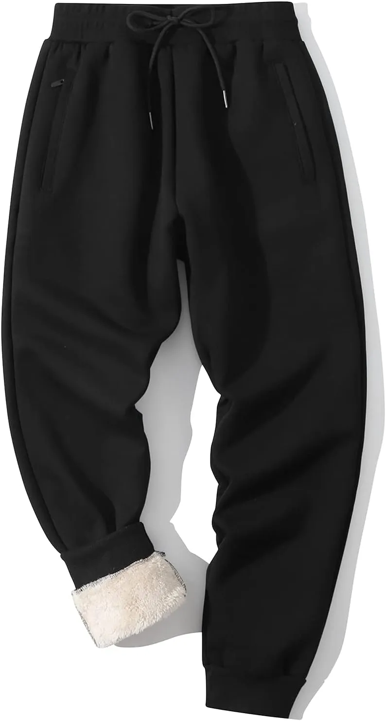 Kissonic Men's Winter Thick Warm Fleece Jogging Pants Sherpa Lined Athletic Sweatpants