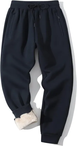 Kissonic Men's Winter Thick Warm Fleece Jogging Pants Sherpa Lined Athletic Sweatpants