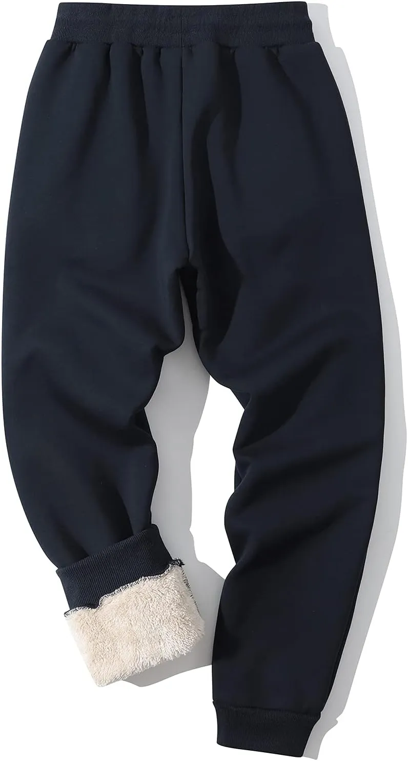 Kissonic Men's Winter Thick Warm Fleece Jogging Pants Sherpa Lined Athletic Sweatpants
