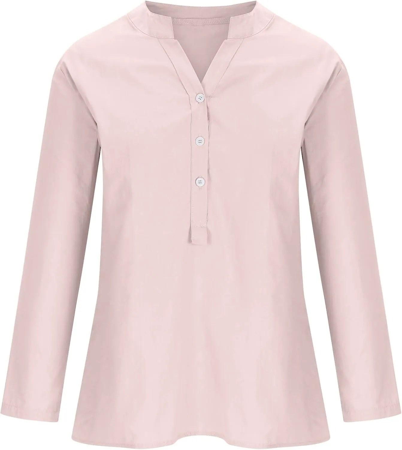 Long Sleeve Shirts for Women Cotton Linen Plus Size Sexy Fashion V-Neck Button Blouse Stylish Loose Tops Summer Solid