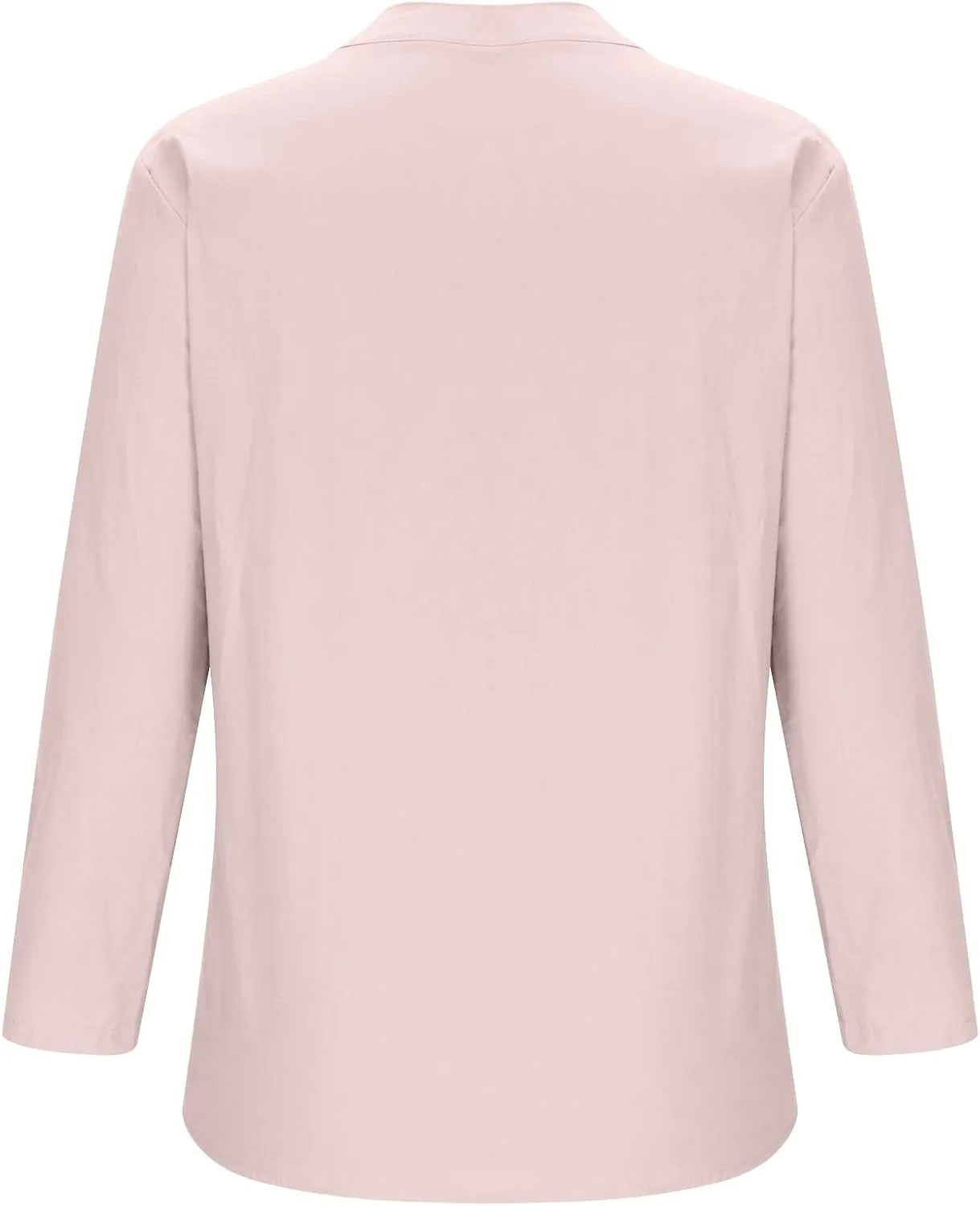 Long Sleeve Shirts for Women Cotton Linen Plus Size Sexy Fashion V-Neck Button Blouse Stylish Loose Tops Summer Solid