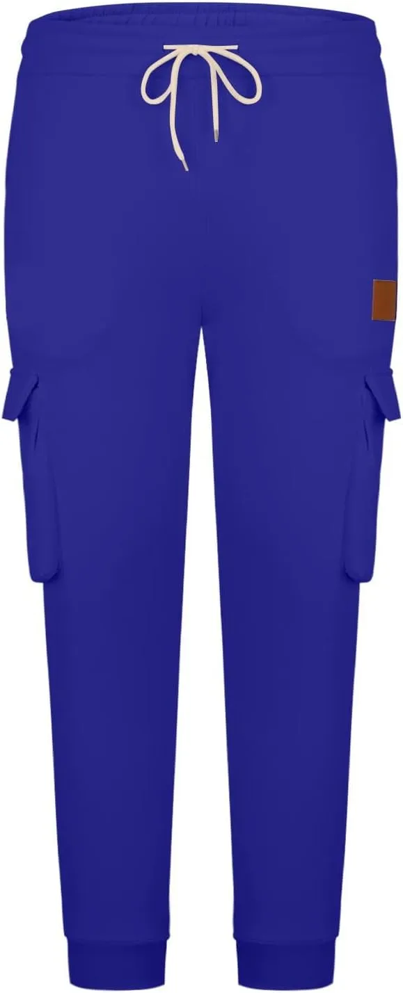 Men's Cargo Jogger Pants Elastic Waist Drawstring Side Pockets Relaxed Comfortable Casual Outdoor Streetwear