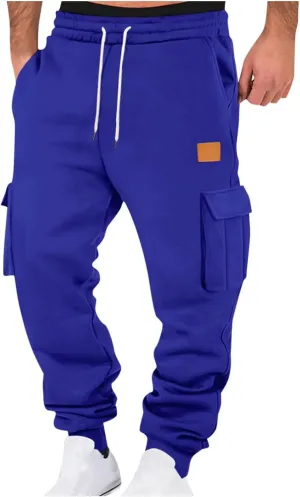 Men's Cargo Jogger Pants Elastic Waist Drawstring Side Pockets Relaxed Comfortable Casual Outdoor Streetwear